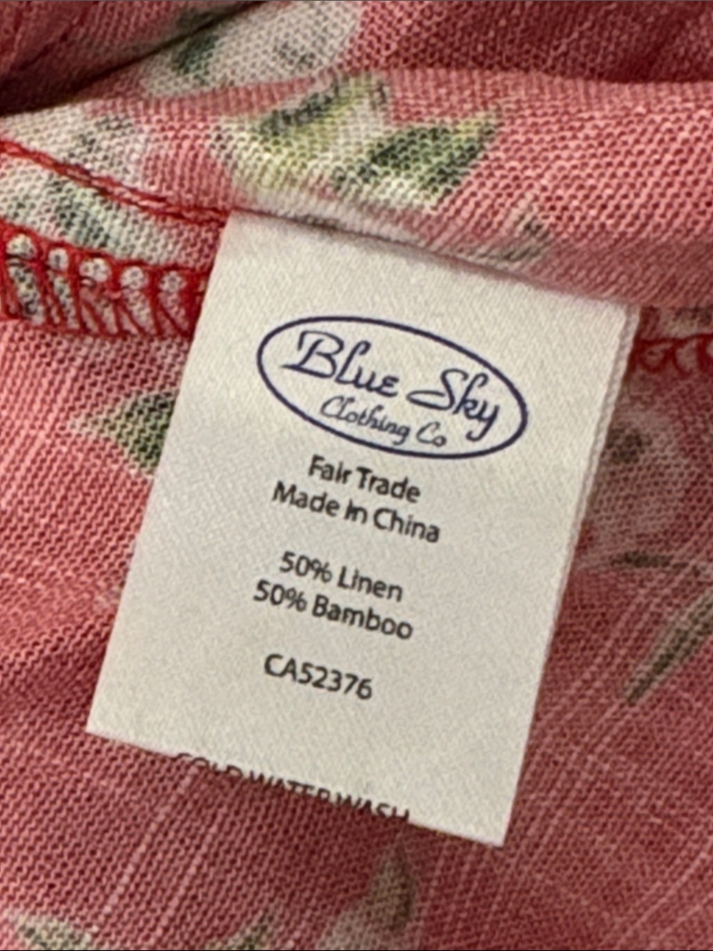 Blue Sky Eden Dress Red Floral Ditsy Linen Bamboo - Picture 8 of 8